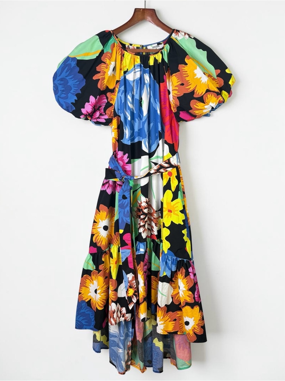 Christopher John Rogers Target Floral Puff Sleeve High Low Poplin Dress Size M - Picture 4 of 13